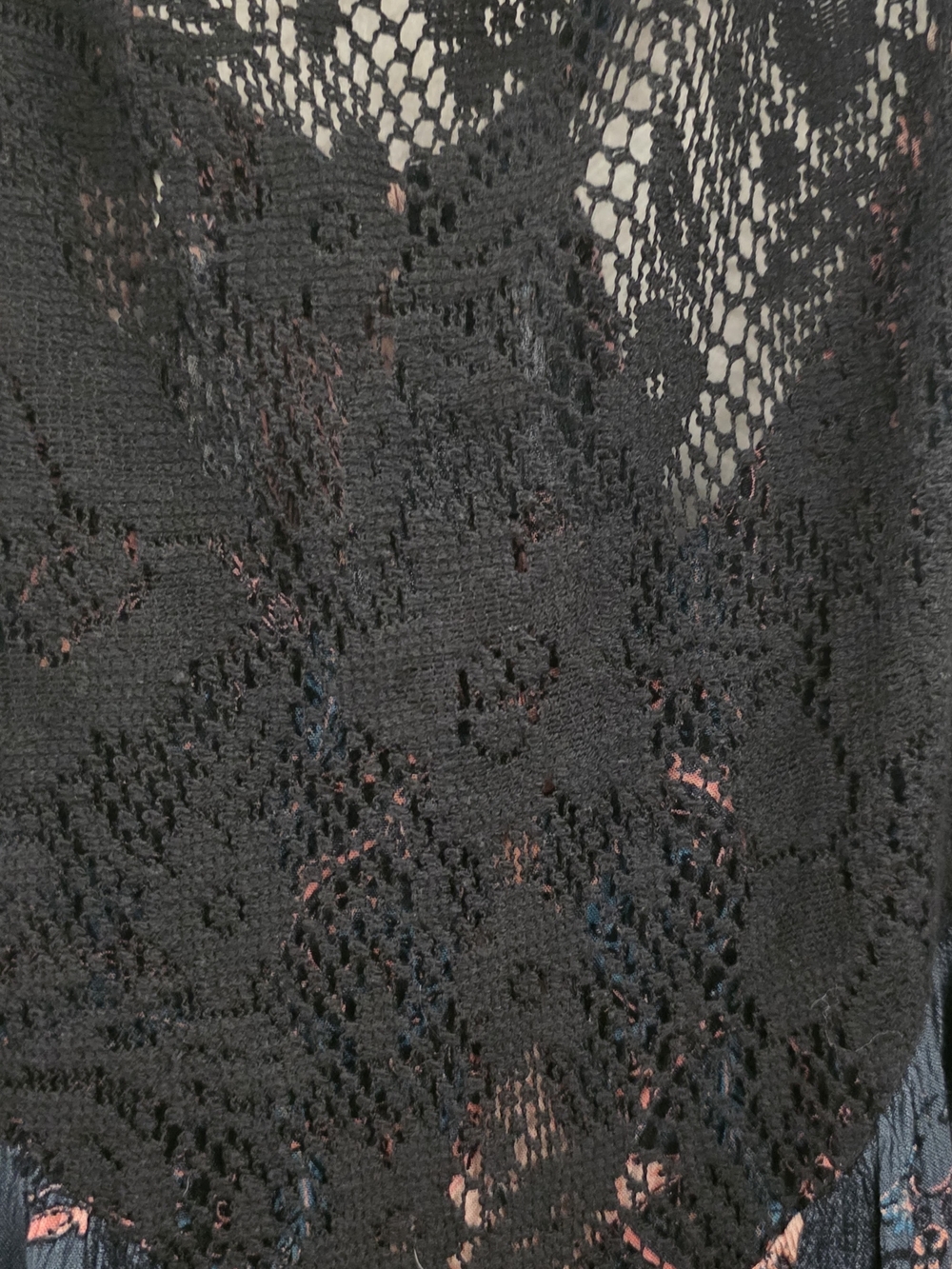 Free People Count Me In Trapeze Tunic Lace Boho Swing Top Black Combo S - Picture 3 of 10